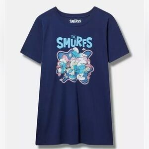 NWT Torrid The Smurfs classic fit cotton crew short sleeve blue tee size 3X